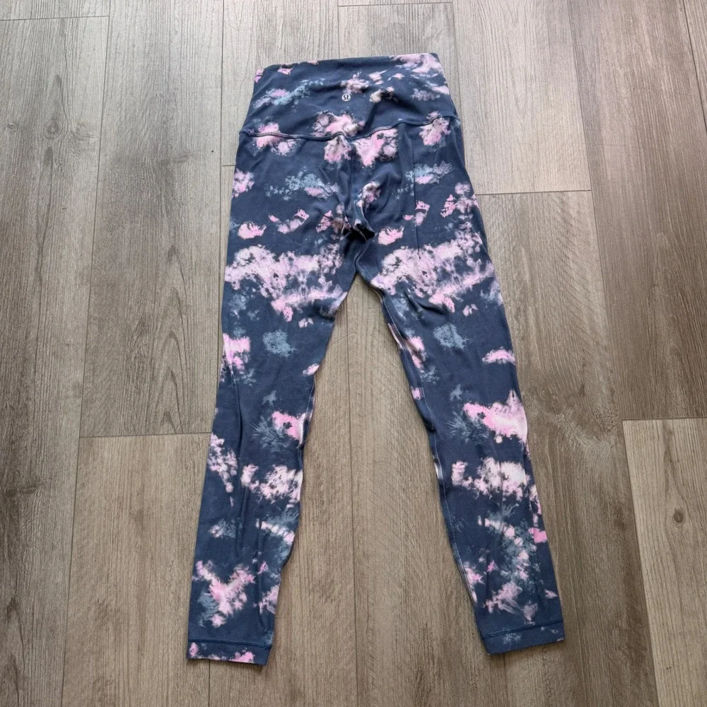 Lululemon Align High Rise Leggings Size 6 Navy Pink Tie Dye Print 24